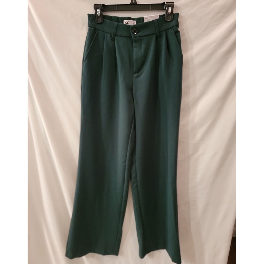SO High Rise Wide Leg Trousers Green Pleated Dress Pants Small